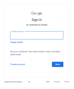 Tampilan Login Gmail