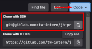 Copy URL clone ssh GitLab