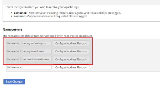 Setting Nameserver WHM JagoanHosting