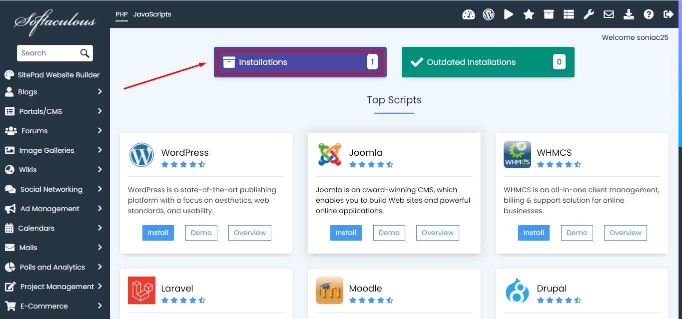 Login Wordpress melalui Softaculous pada Cpanel