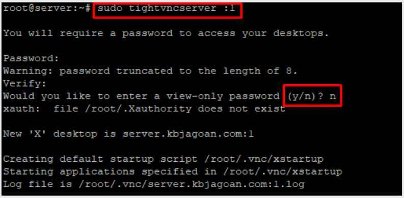 perintah mulai vnc server