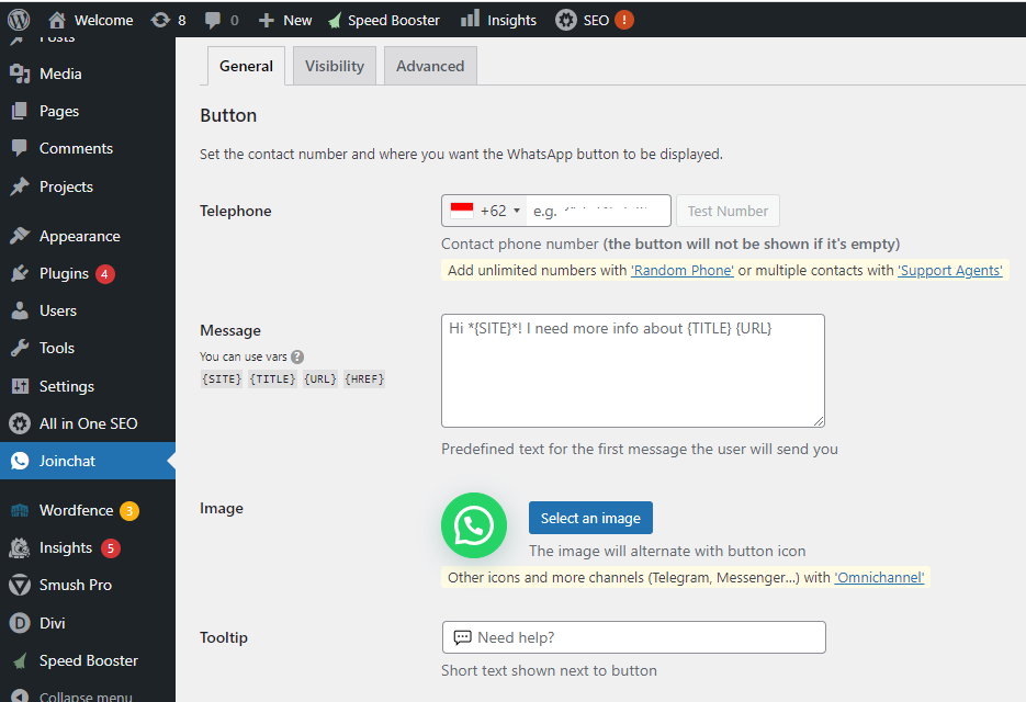 Plugin WhatsApp Chat di Wordpress