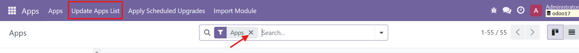 update-app-list-odoo