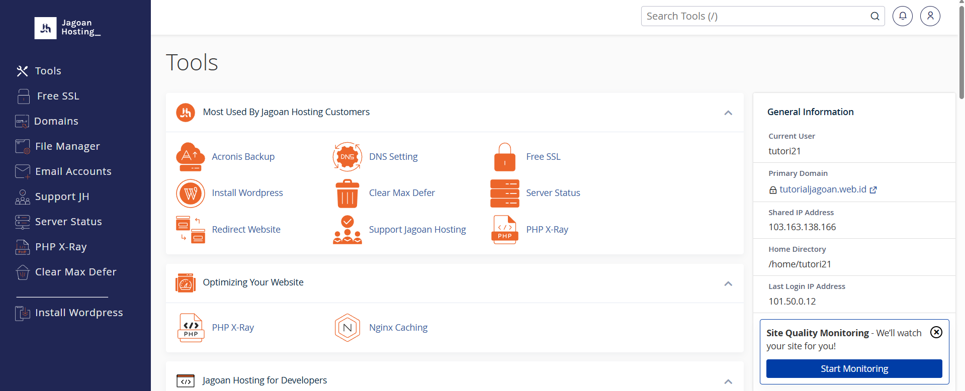 1_cPanel member area jagoan hosting