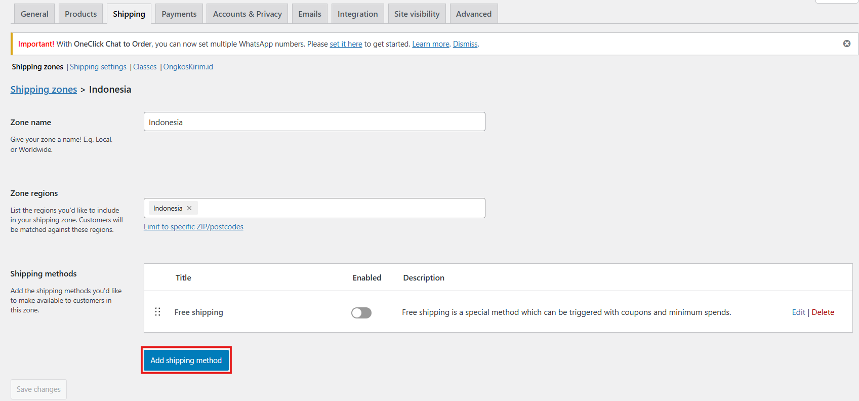 Setting metode pengiriman - Mengatur Opsi Pengiriman Produk di WooCommerce