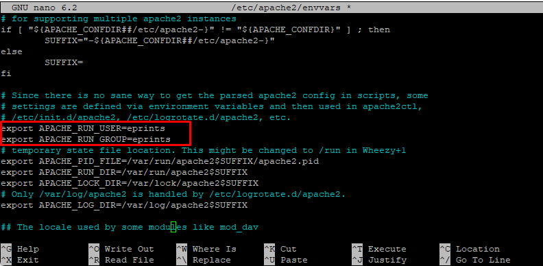 Konfigurasi envvars - Instalasi Eprints di SSH VPS