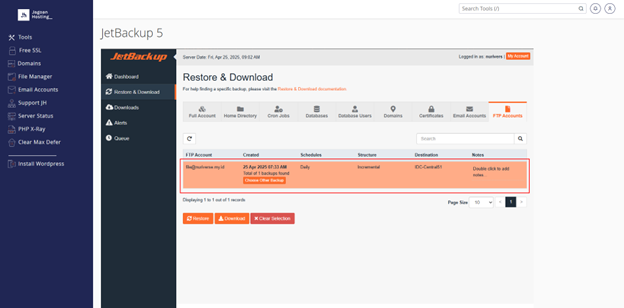2-Pilih akun FTP-Cara Melakukan Restore FTP Account Menggunakan JetBackup di Hosting 2-Pilih akun FTP-Cara Melakukan Restore FTP Account Menggunakan JetBackup di Hosting