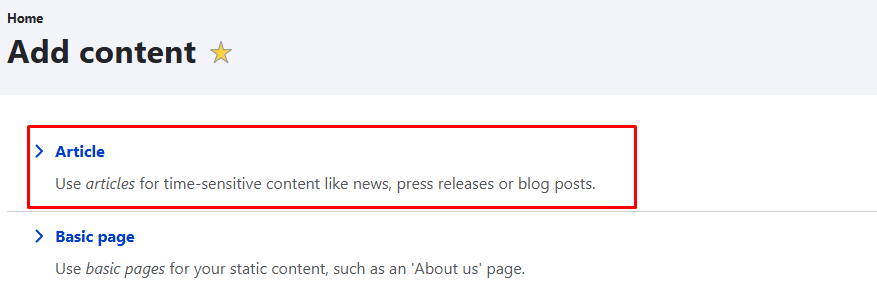 20-Pilih jenis konten article – Cara membuat website di Drupal 20-Pilih jenis konten article - Cara membuat website di Drupal