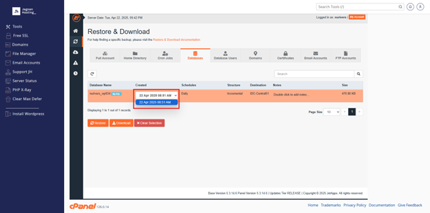 Cara restore database di JetBackup Cara restore database di JetBackup
