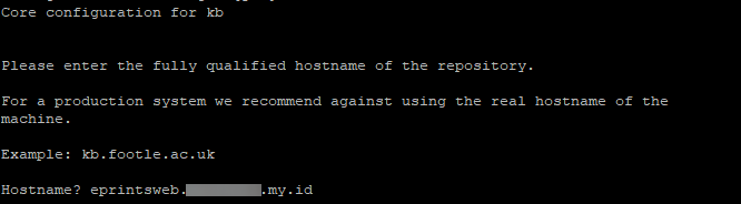 Konfigurasi hostname eprints