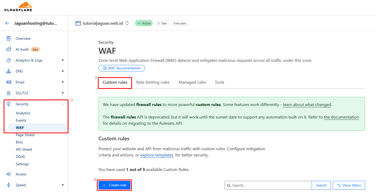 Mengaktifkan Firewall Rule - Mengatasi Serangan DDOS dengan Cloudflare