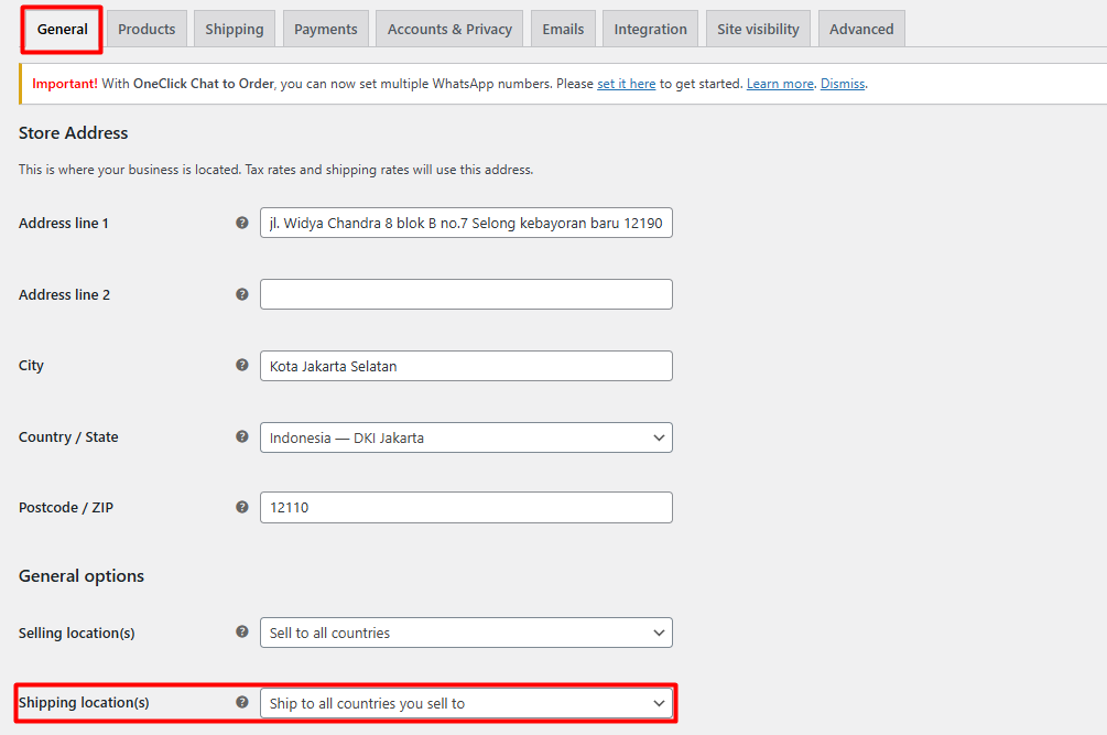 Setting shipping location - Mengatur Opsi Pengiriman Produk di WooCommerce