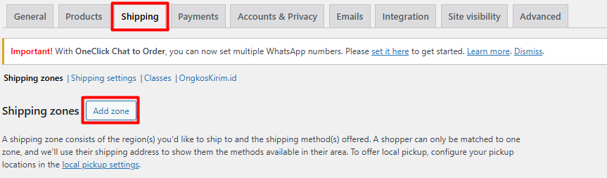 Setting shipping zone - Mengatur Opsi Pengiriman Produk di WooCommerce