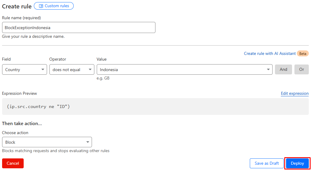 Mengaktifkan Firewall Rule - Mengatasi Serangan DDOS dengan Cloudflare