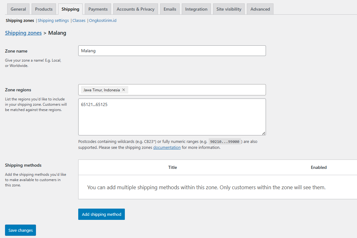 Tambah shipping zone - Mengatur Opsi Pengiriman Produk di WooCommerce