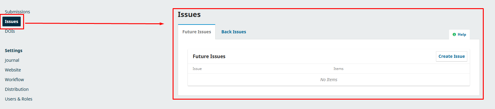 1-menu issues-cara-menambahkan-menerbitkan-issue-ojs