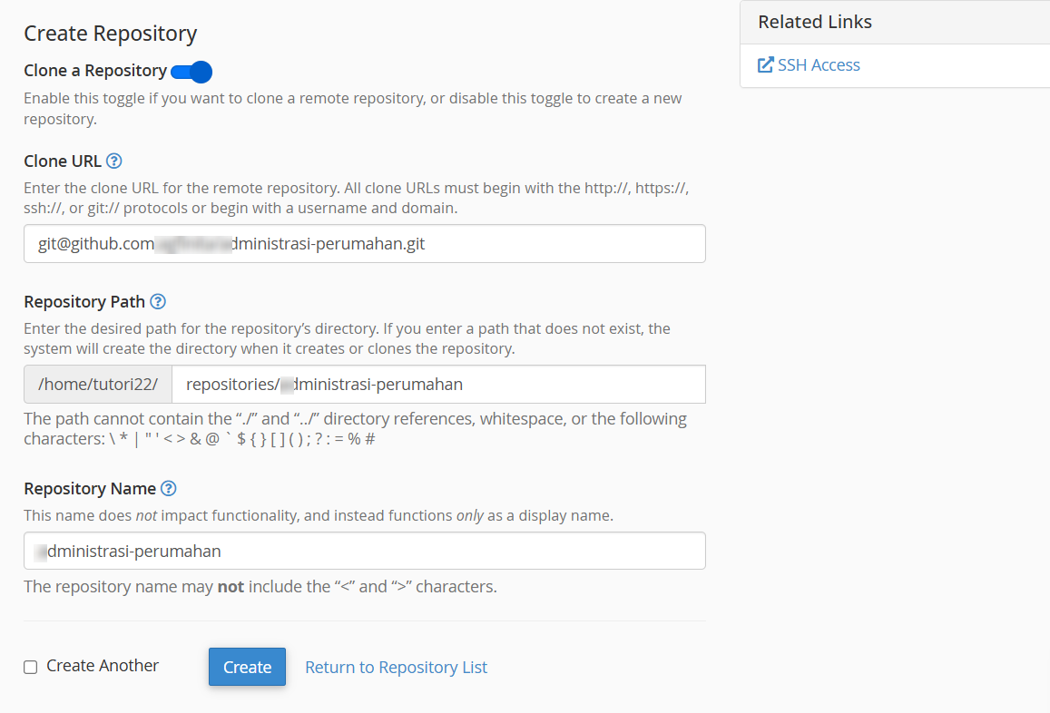 clone-private-repo-github-di-cpanel